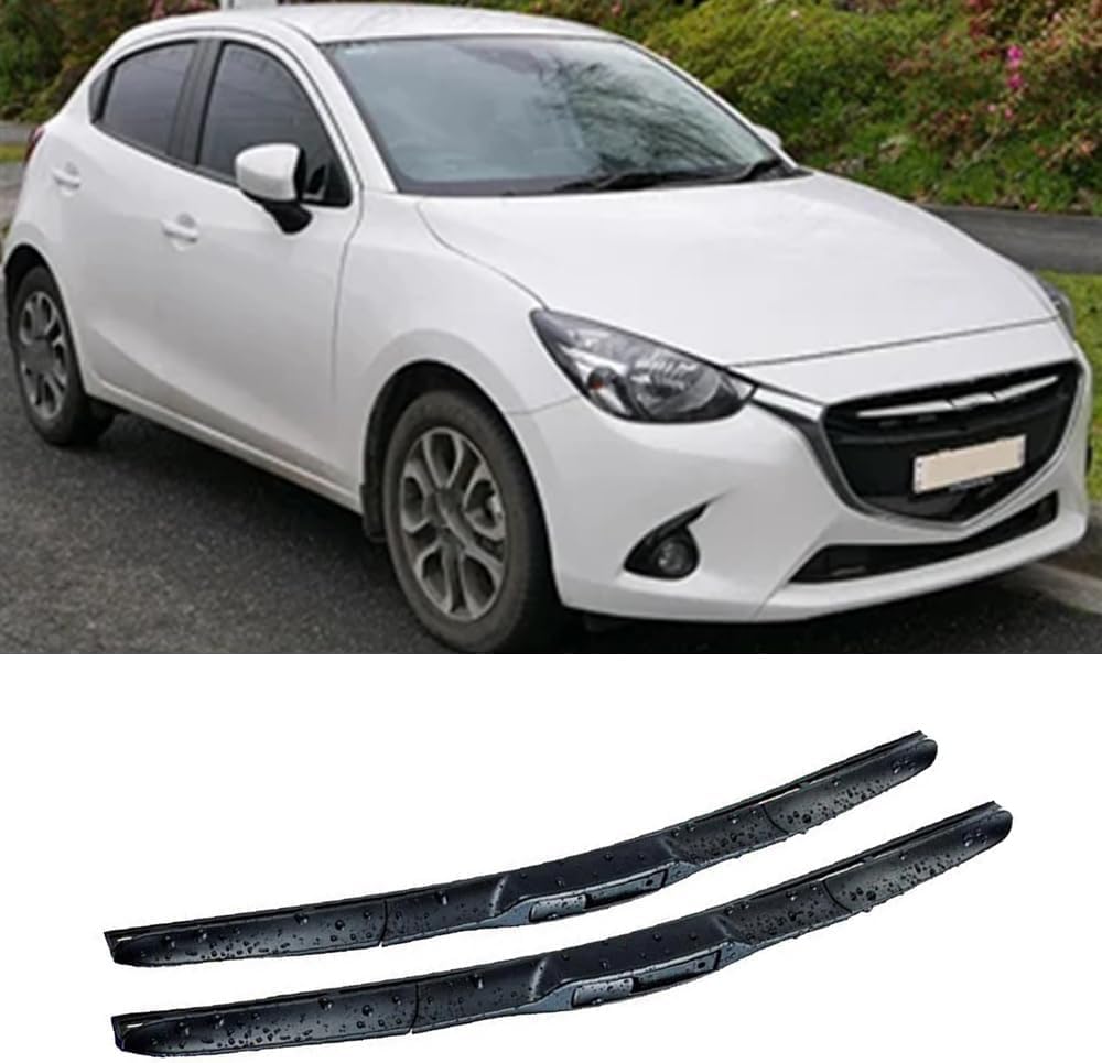 RESKIU Car Front Windshield Wiper Blade Set Replacement for Mazda 2 Mazda2 Demio DJ DL 2014-2023, All Season Windscreen Wipers Quiet Easy Installation