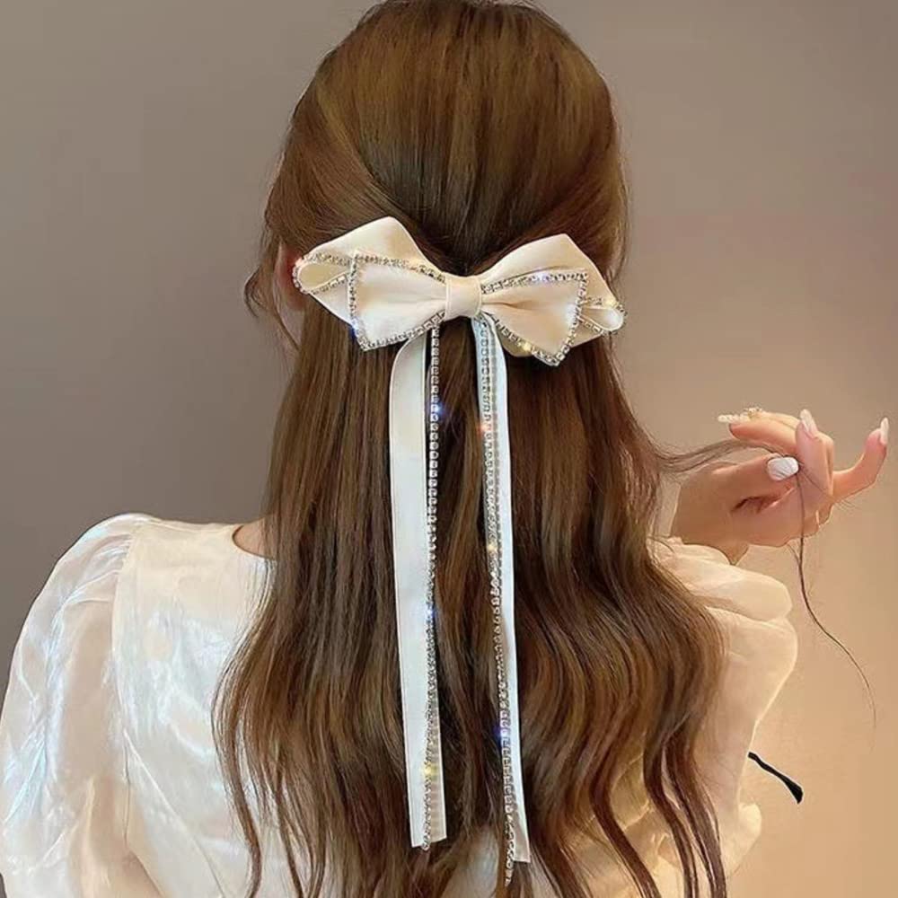 Amazon.com : 2 PACK Hair Bows Sparkly Rhinestone Tassel Hair  display picture 1