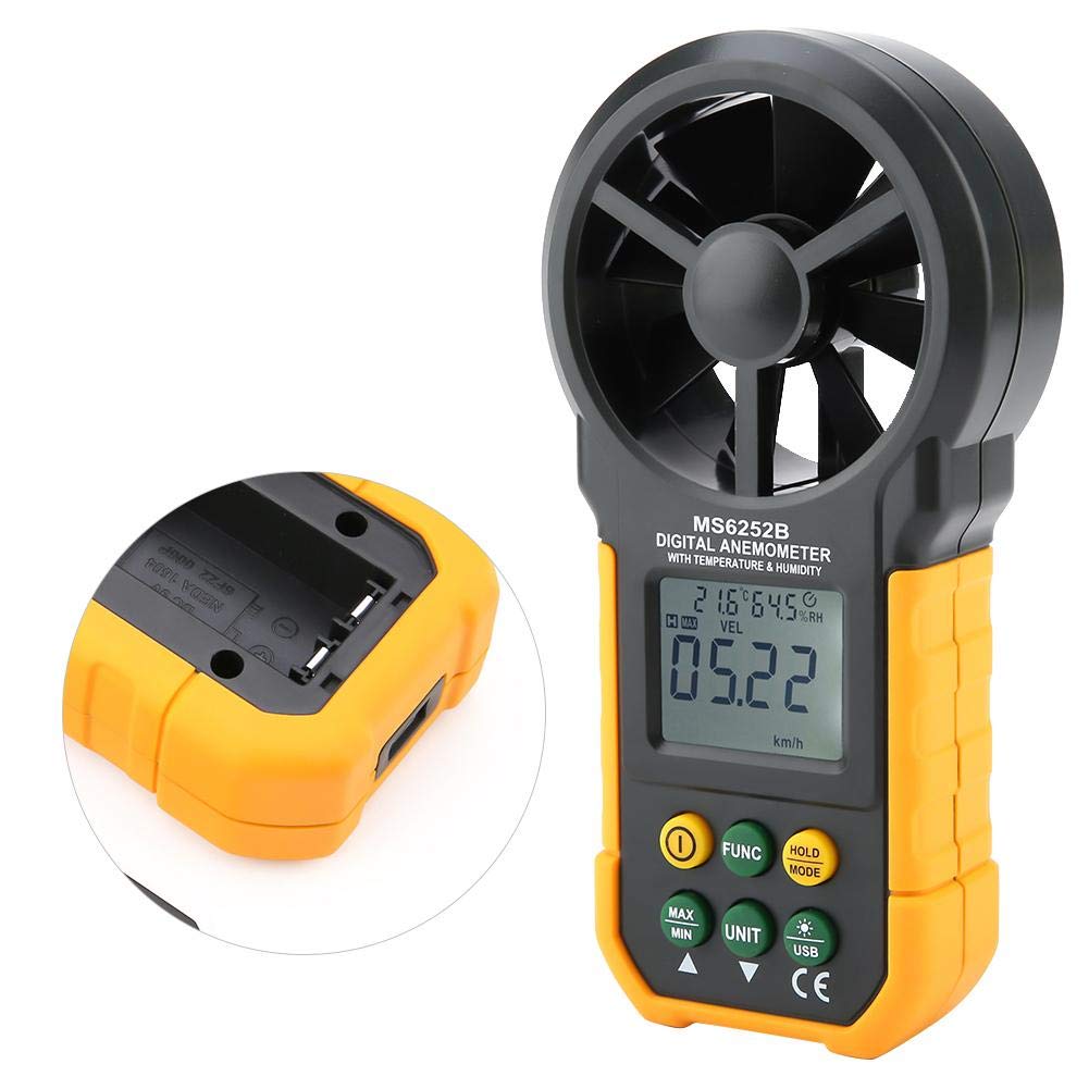 Digital Anemometer, PM6252B Handheld Windgeschwindigkeits LCD Hintergrundbeleuchtung Luftvolumen Messgerät Windgeschwindigkeits Messgerät Feuchtigkeitstemperatur Messgerät