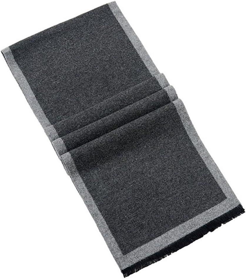 HBJWOV Men's Scarf Flannelette Scarf Autumn and Winter Warm Generous Solid Color Border Neck