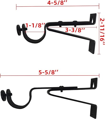 Miniatura 2 de Soportes de barra de cortina ajustables, se adaptan a barras de hasta 1 pulgada, 1-18 pulgadas, soporte extensible para barra de cortina resistente