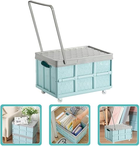 Miniatura 6 de Alipis Bolsa de almacenamiento de plástico plegable con ruedas, carrito utilitario plegable, carrito de compras para viajes, compras, almacenamiento