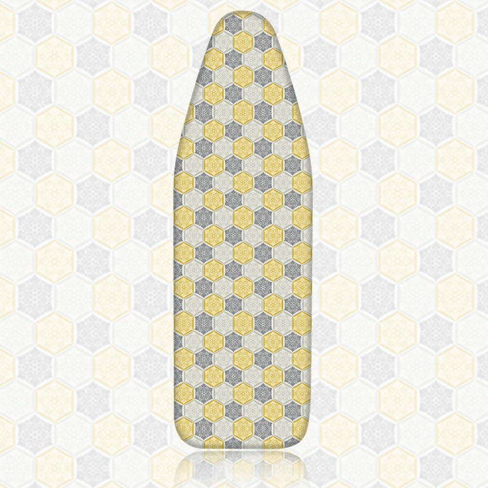 Ironing Board Cover Cotton Ironing Board Cover and Pad 36x12 39x13 43x13 48x15in Iron Board Cover with Thick Padding Elastic Edges(Yellow,48x15in(120x40cm))