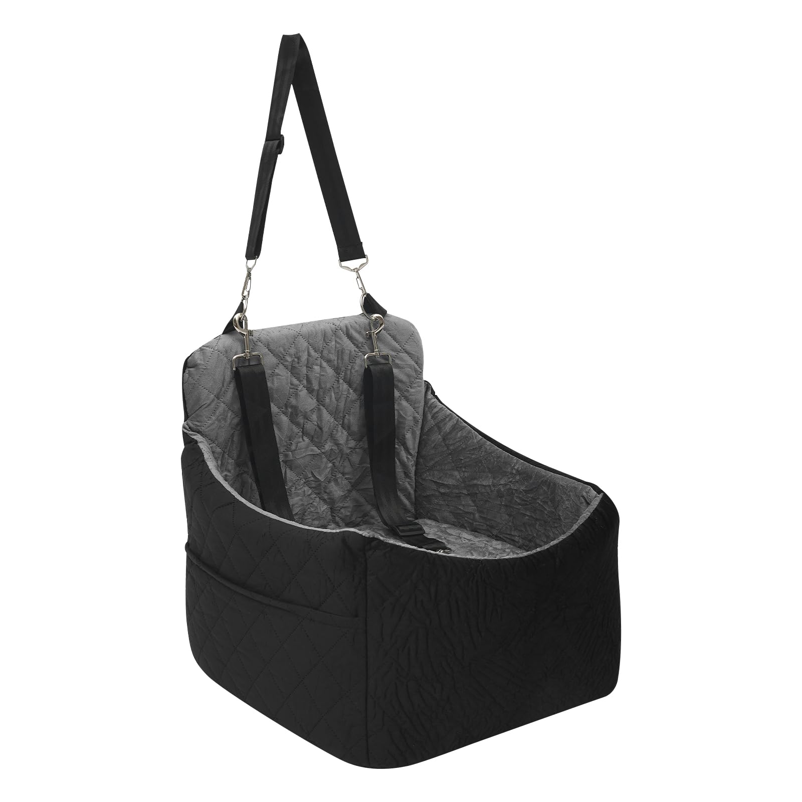 47 x 47 x 45 cm, fotelik samochodowy dla małych psów do 15 kg, nadaje się do prania, z pasami bezpieczeństwa i ochroną 360°, legowisko dla psa z flaneli i gąbki z kieszeniami do przechowywania (kolor