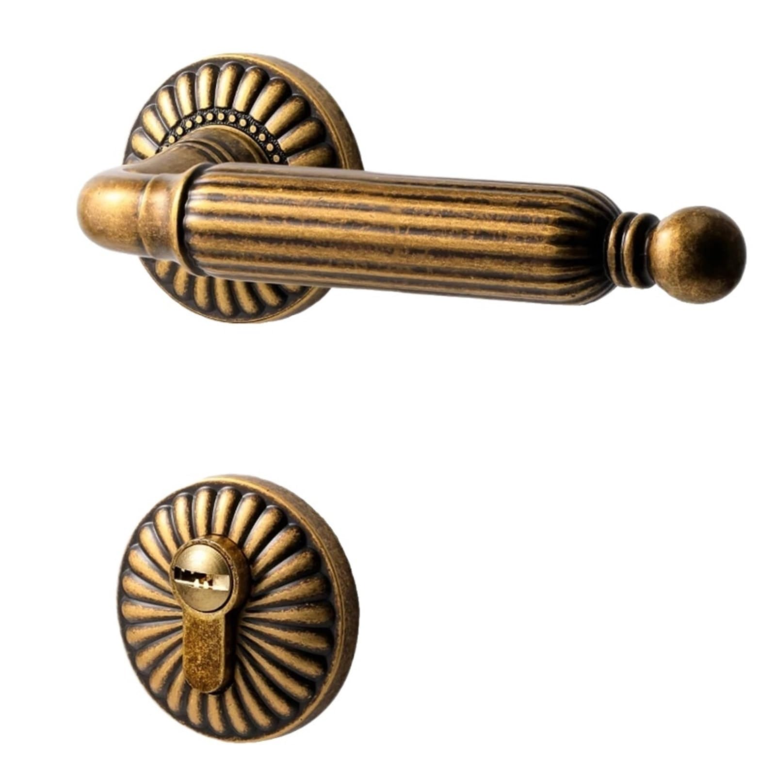 Yshiuol Yellow Antique Door Handles Bedroom Door Lock Indoor Handle Silent Split Retro Wooden For Home And Office