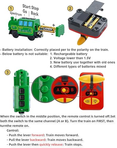 Miniatura 5 de Juego de tren de vapor a control remoto para vías ferroviarias de madera, motor a pilas con licitación y controlador, luces, sonidos, acoplamiento