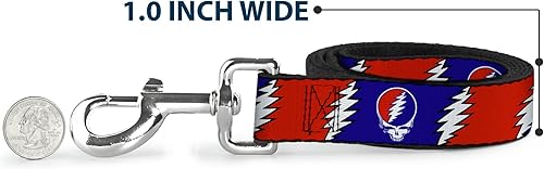 Miniatura 5 de Correa para perro roba tu cara Lightning Bolt Repeat rojo, blanco y azul, 6 pies de largo 0.5 pulgadas de ancho