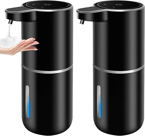 Paquete de 2 dispensadores automáticos de jabón espumoso, 12.8 onzas, 12.8 fl oz, recargable por USB, dispensador eléctrico de jabón de manos de 4