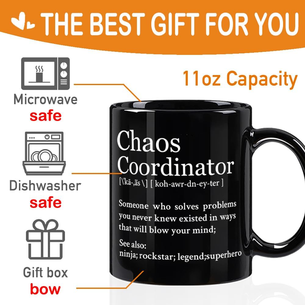 Chaos Coordinator Coffee Mug Gifts for Women - Thank You Gifts for Teacher Coworker Boss Lady Leadership Work, Appreciation Mug for Office - Anniversary Birthday Gifts for Women Man 11Oz - Image 4