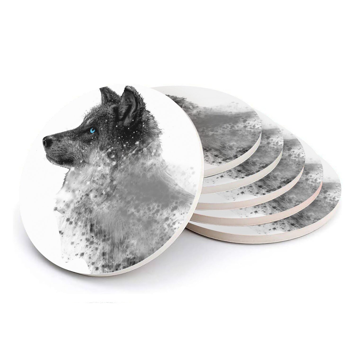 Sous-verre ronds céramique loup pour sublimer vos apéritifs et tables de salon