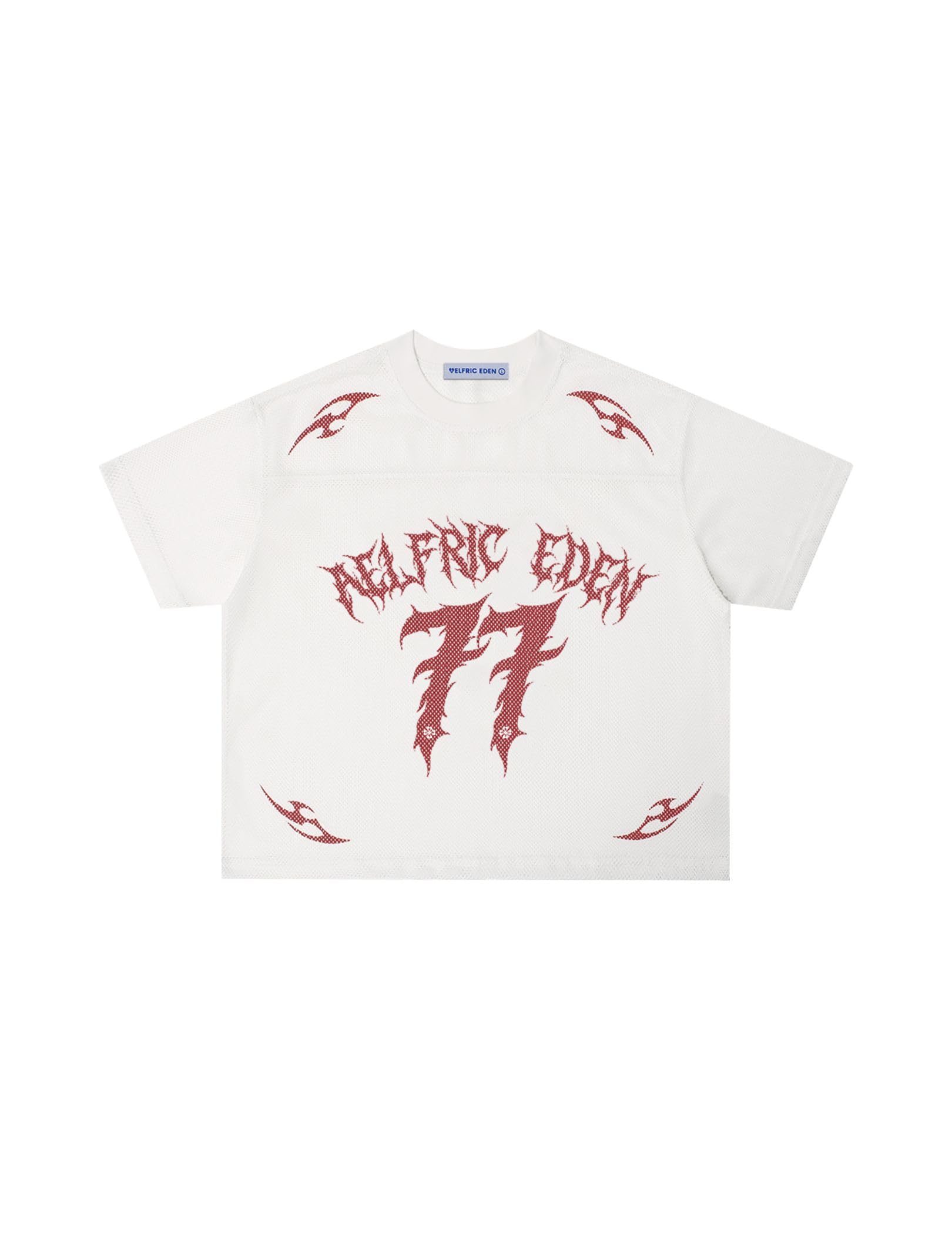 Aelfric Eden T-shirt męski damski z okrągłym dekoltem, luźny krój, siateczka, dżersej, Y2K, streetwear, hip-hop, krótki rękaw, na co dzień, na lato