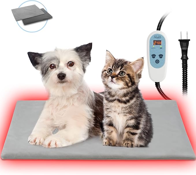 Twone ペット用ホットカーペット ペット用ヒーター 4段タイマー機能 6段階温度調節 電気ヒーター 犬 猫 暖房器具 ペット加熱パッド 防寒用具