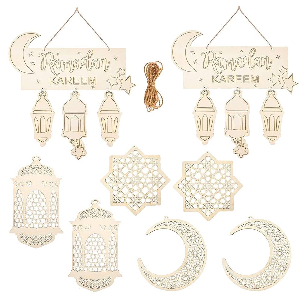Suspensions bois Ramadan : 8 baubles pour plaque islam