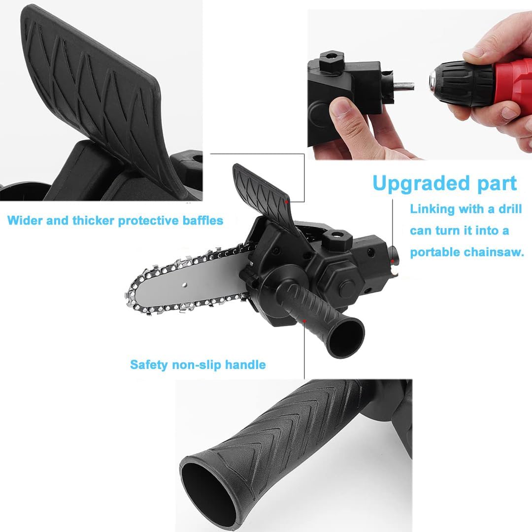 Electric Drill Chainsaw-6 Inch Chainsaw Drill Attachment-Electric Drill Saw Attachment-Electric Chainsaw Converter Adapter Set Practical Modification Tool for Woodworking Cutting Tool