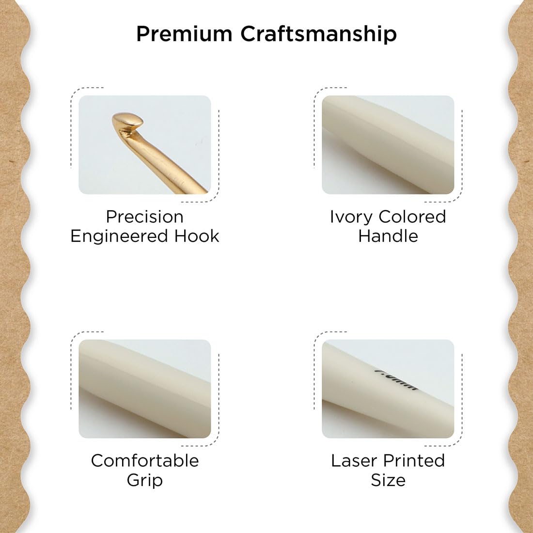 Knitter's Pride Pearl Aluminium Crochet Hook 7.00 mm - 1 piece, Beige, 7.00mm - Image 3