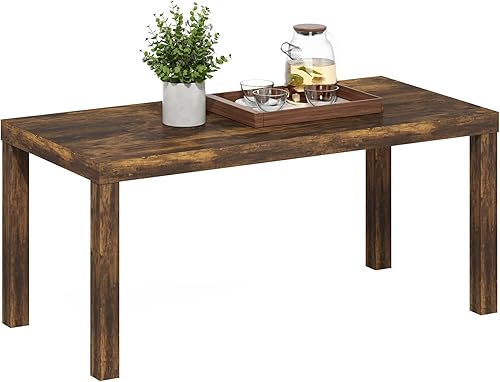 Miniatura 8 de Furinno Classic - Mesa auxiliar rectangular moderna con mesa de triple grosor de 1.8 pulgadas, mesa auxiliar, montaje sin herramientas, para sala de