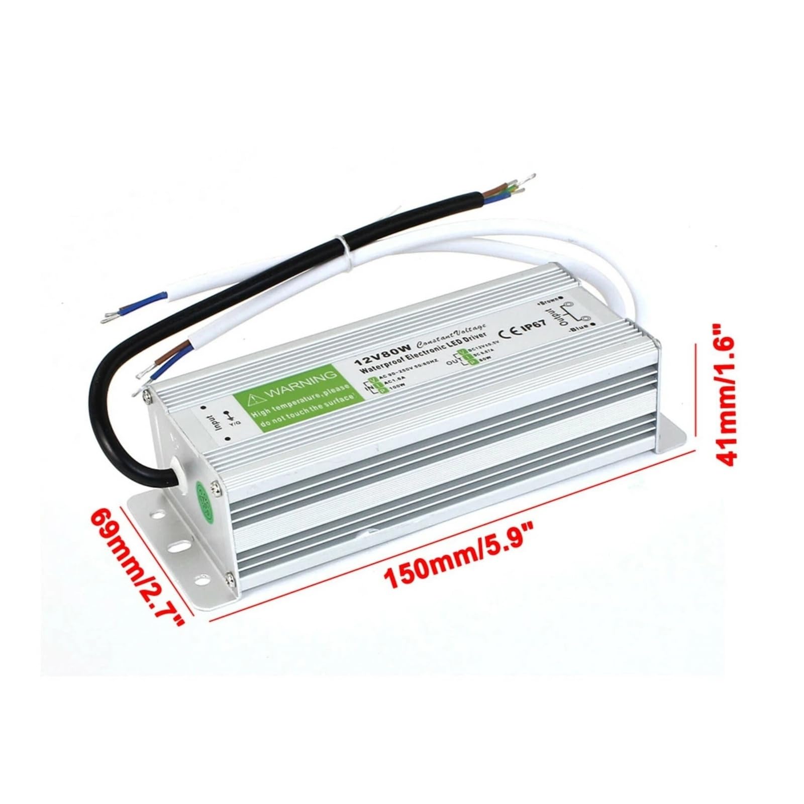 Trasformatore driver LED, DC12V, IP67, 80W