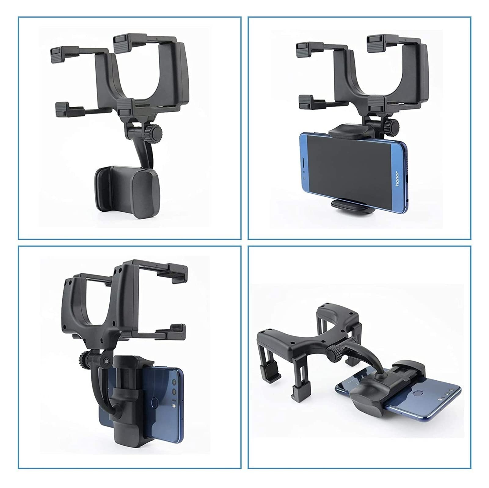 Staffa specchietto retrovisore Bamlarate, Montaggio Universale a Rotazione a 360 Gradi per (X / 8 / 8PLUS / 7 / 6S) Android, Onore e più Smart Phone GPS (Nero)