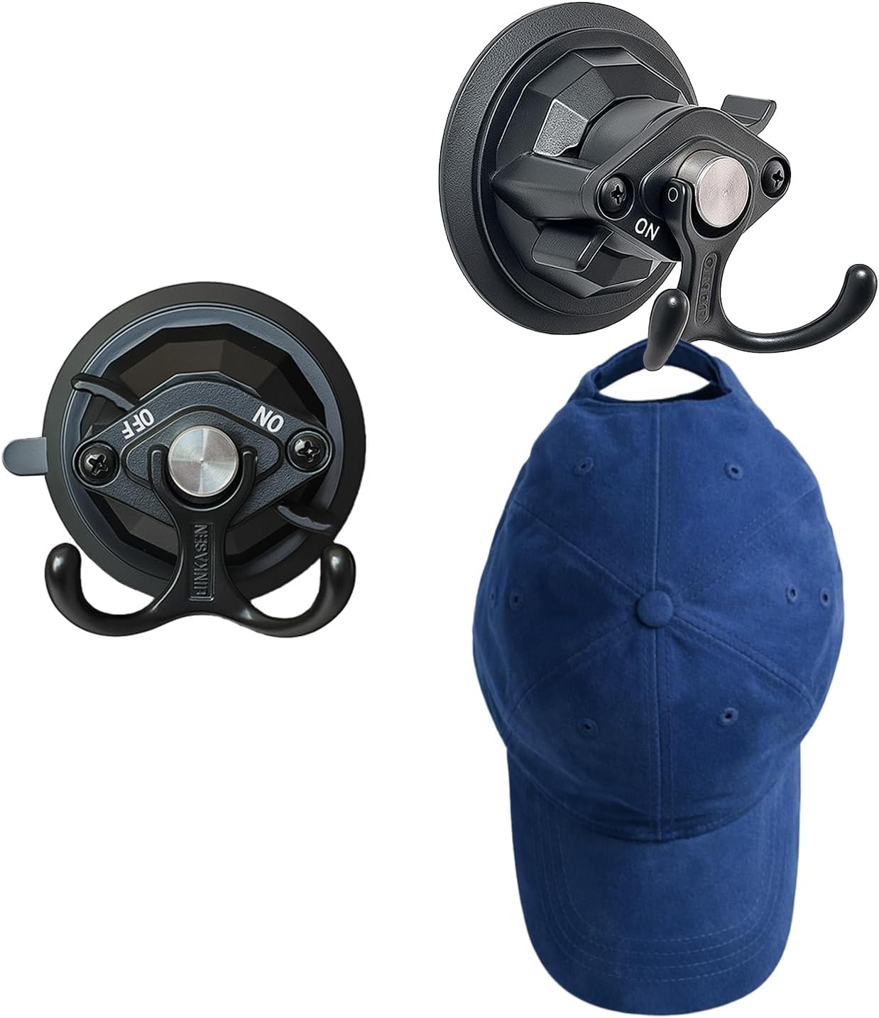 Heavy-Duty Suction Cup Hooks Glass Suction Hook Removable Door and Window Suction Cups with Dual Hooks for Hanging Items in Cars, Kitchens, bathrooms, etc. 2-Piece Set (Vacuum Type)