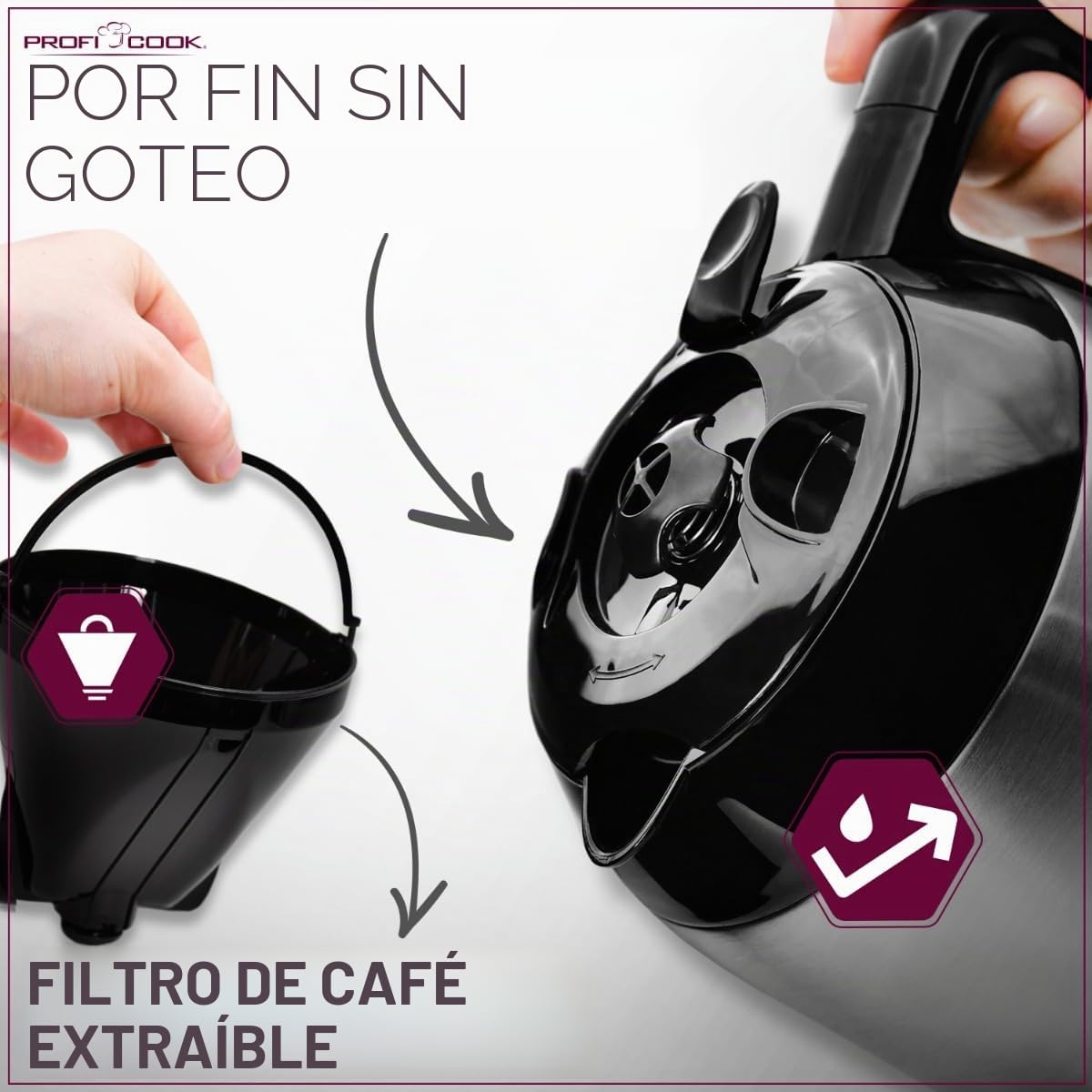 Profi Cook PC-KA 1191 - Cafetera automática, función electrónica de selección de aroma, control táctil, termo de acero inoxidable (doble pared)