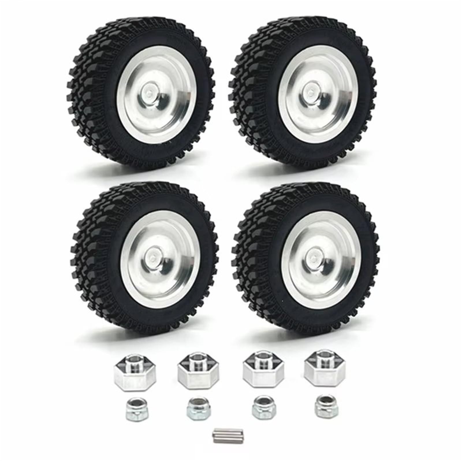 RC Pneus Jante Compatible avec MN168 Pièces Et Accessoires De Mise À Niveau pour Voiture RC 1/12 : Jantes Métalliques 82 Mm Et Pneus en Caoutchouc Lot De 4.