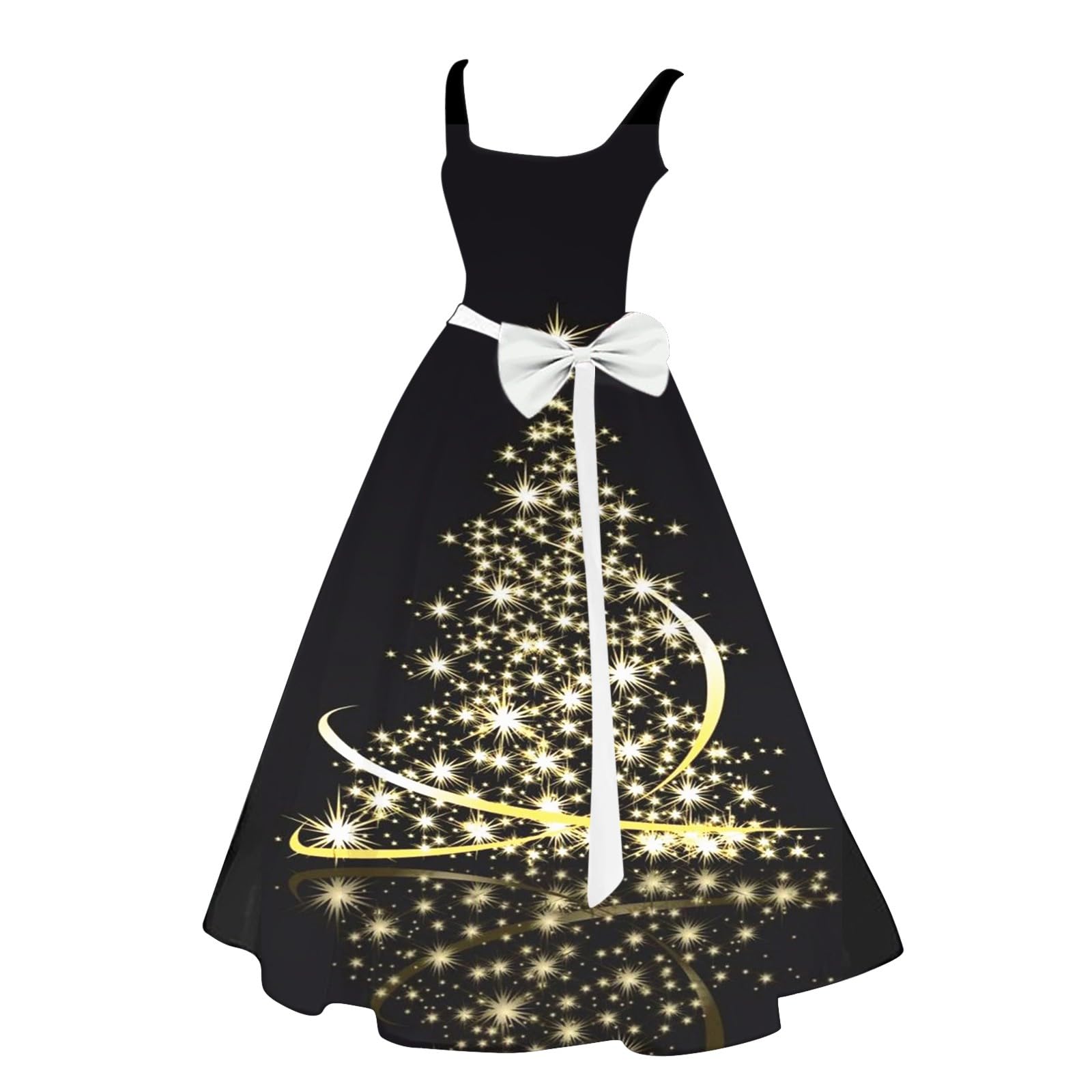 Robe de Noël sans manches col rond en tissu pull doux et extensible - 3