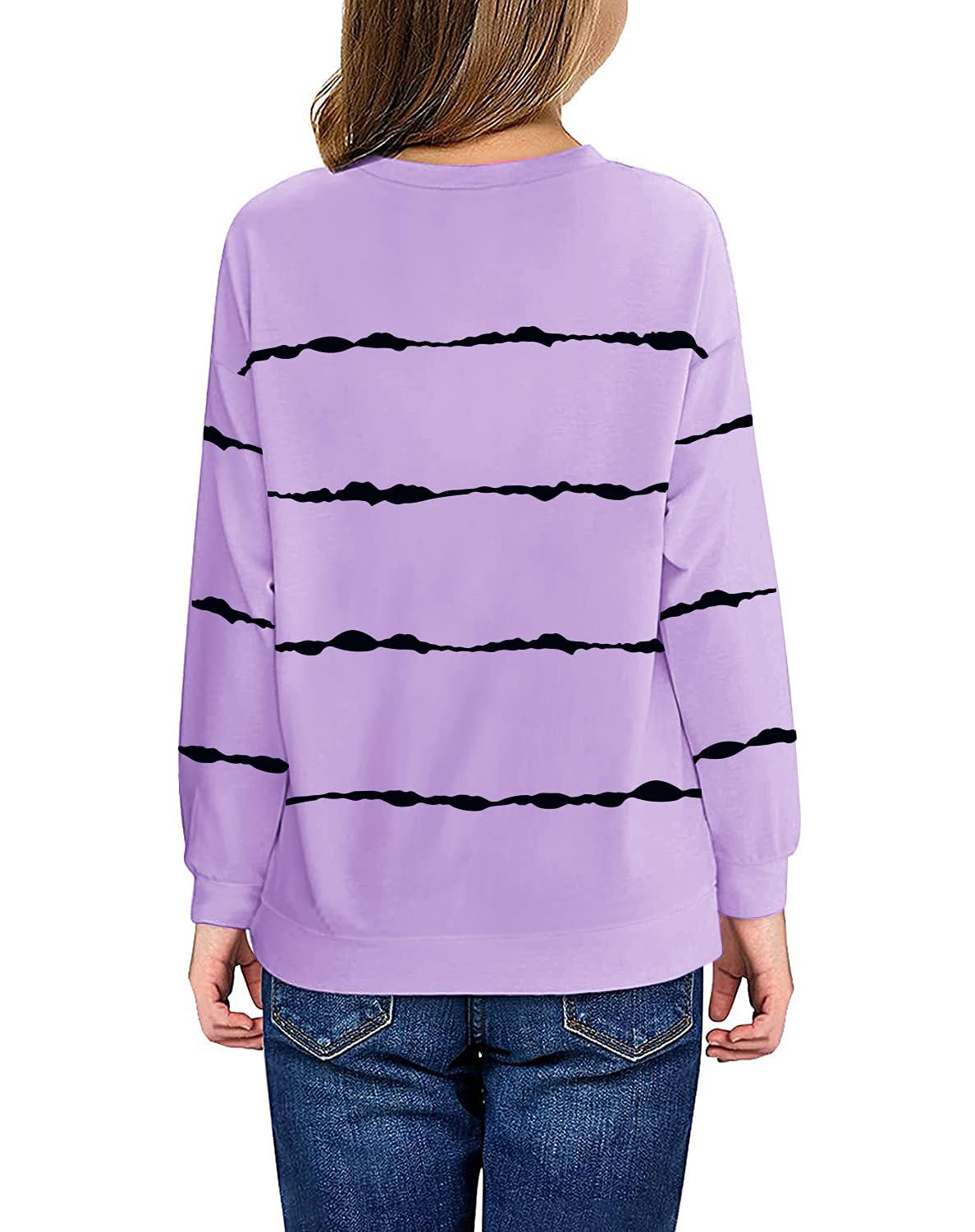 Haloumoning Sudadera Niña Rayas Cuello Redondo Niños Jersey Casual Manga Larga Tops