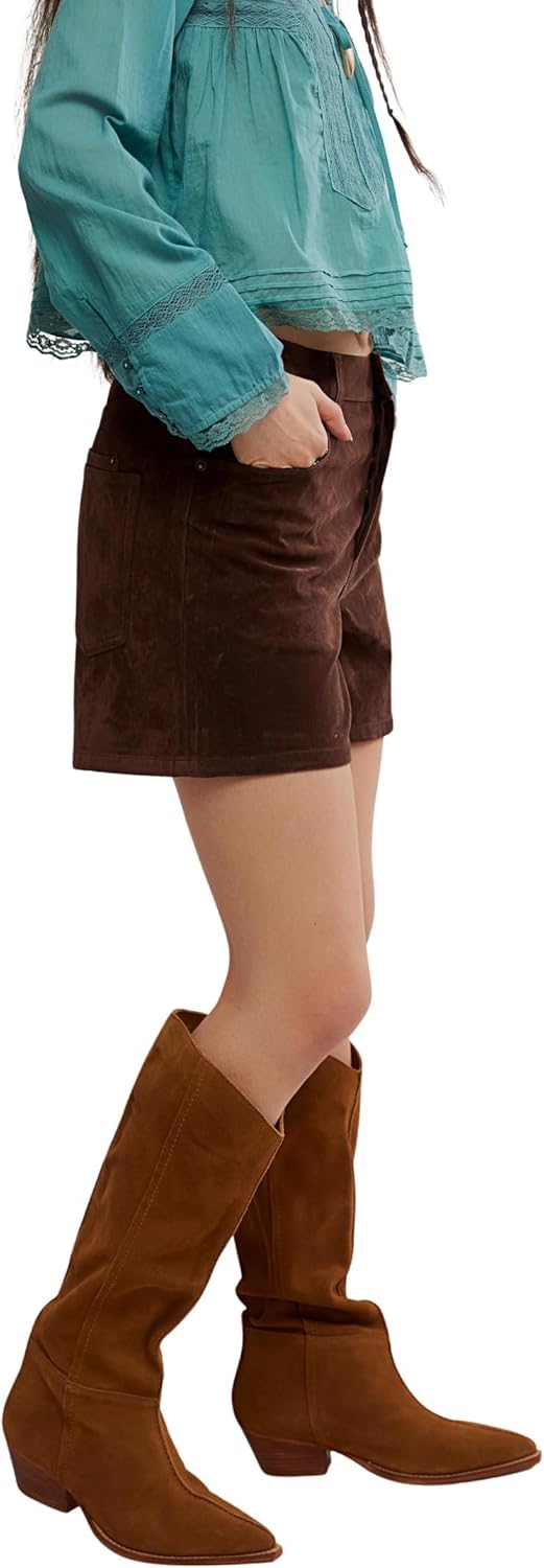 Free People Women's Tippi Faux Suede Shorts - Image 2