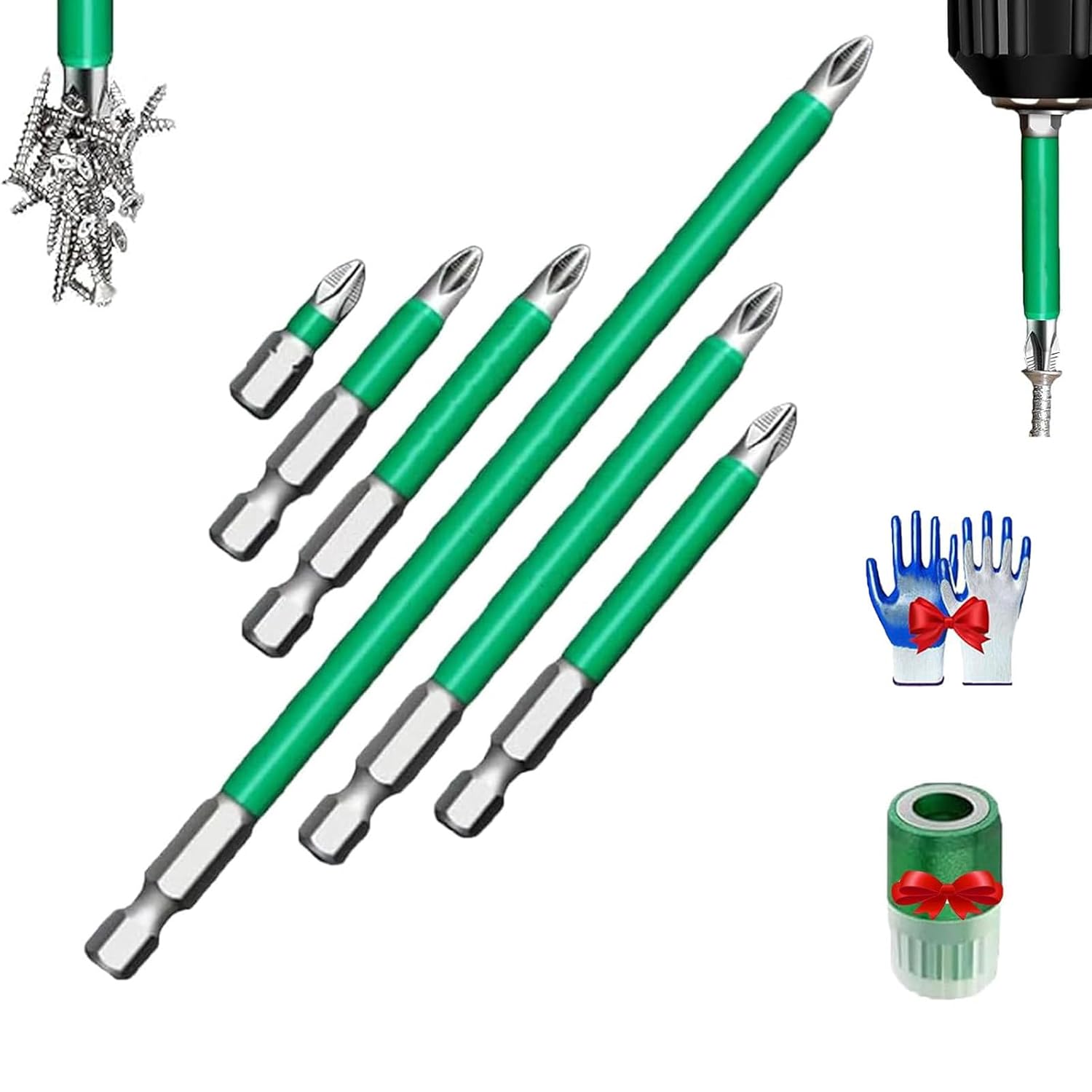 Magnetic Drill Bits, K5 Impact Resistant Non Slip Bit, High Magnetic Screw Driver Drill Bit Set 25 50 65 70 90 150mm Screwdriver Set for Repair (B)