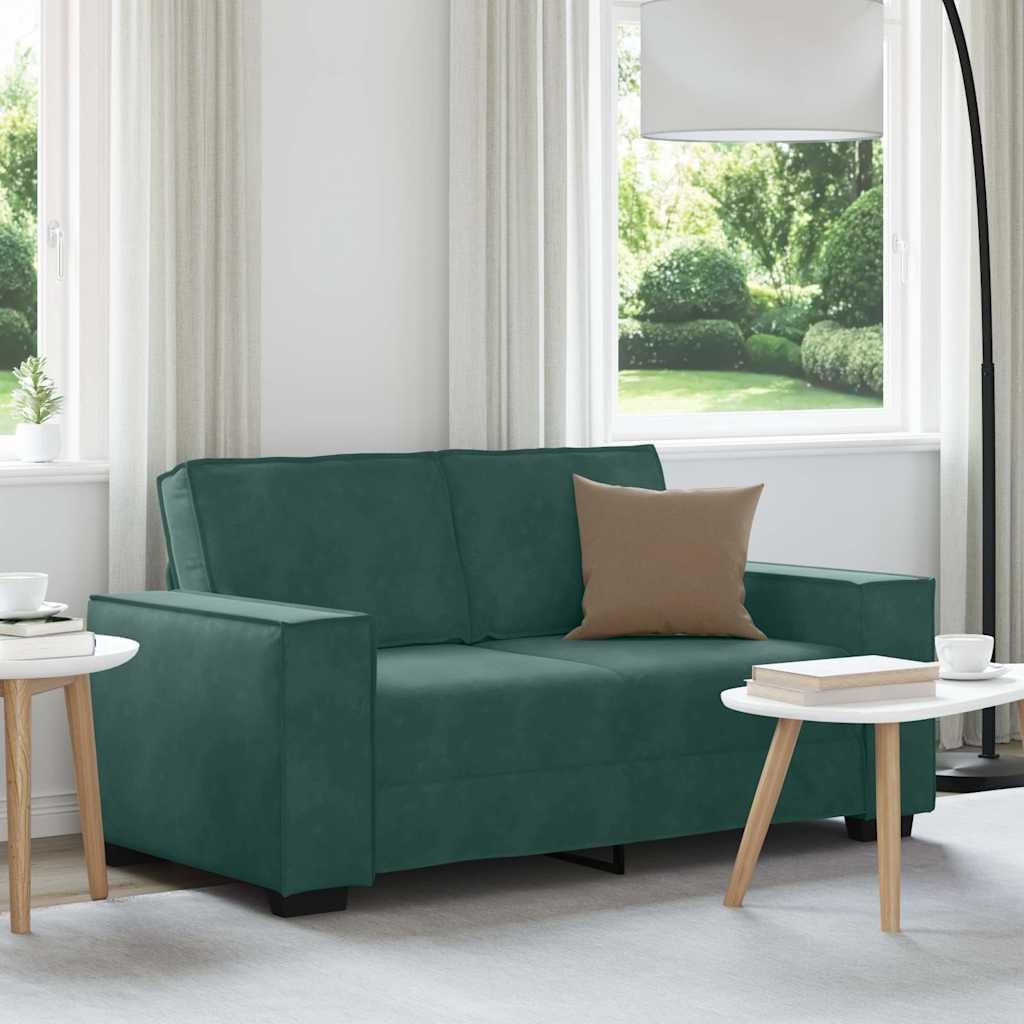 Canapé 2 Places, Causeuse de Salon Fauteuil Sofa 2 Places Vert foncé 160 x 78 x 84 cm Velours