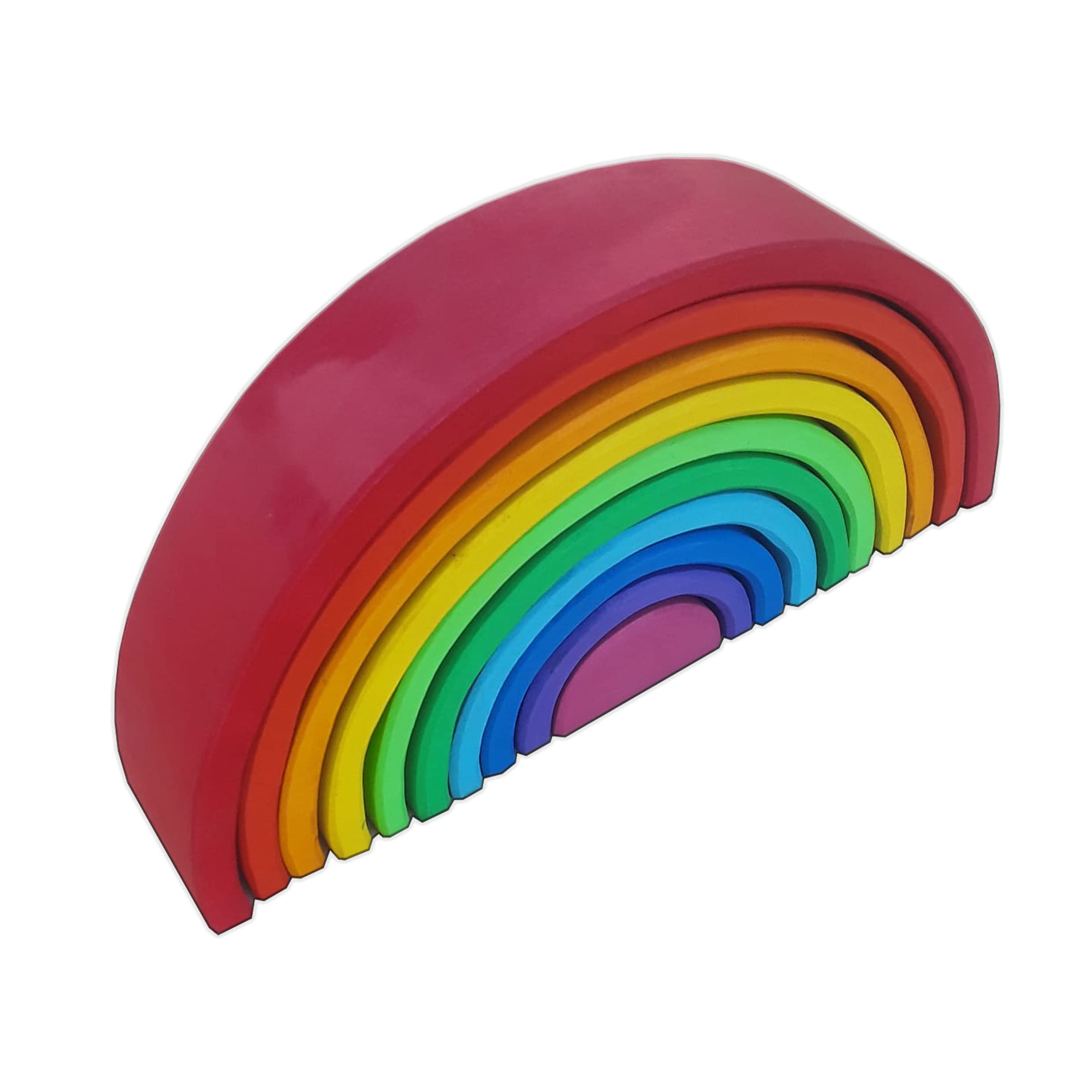 arcoiris waldorf madera, arcos apilables color arcoirís (10 piezas color)