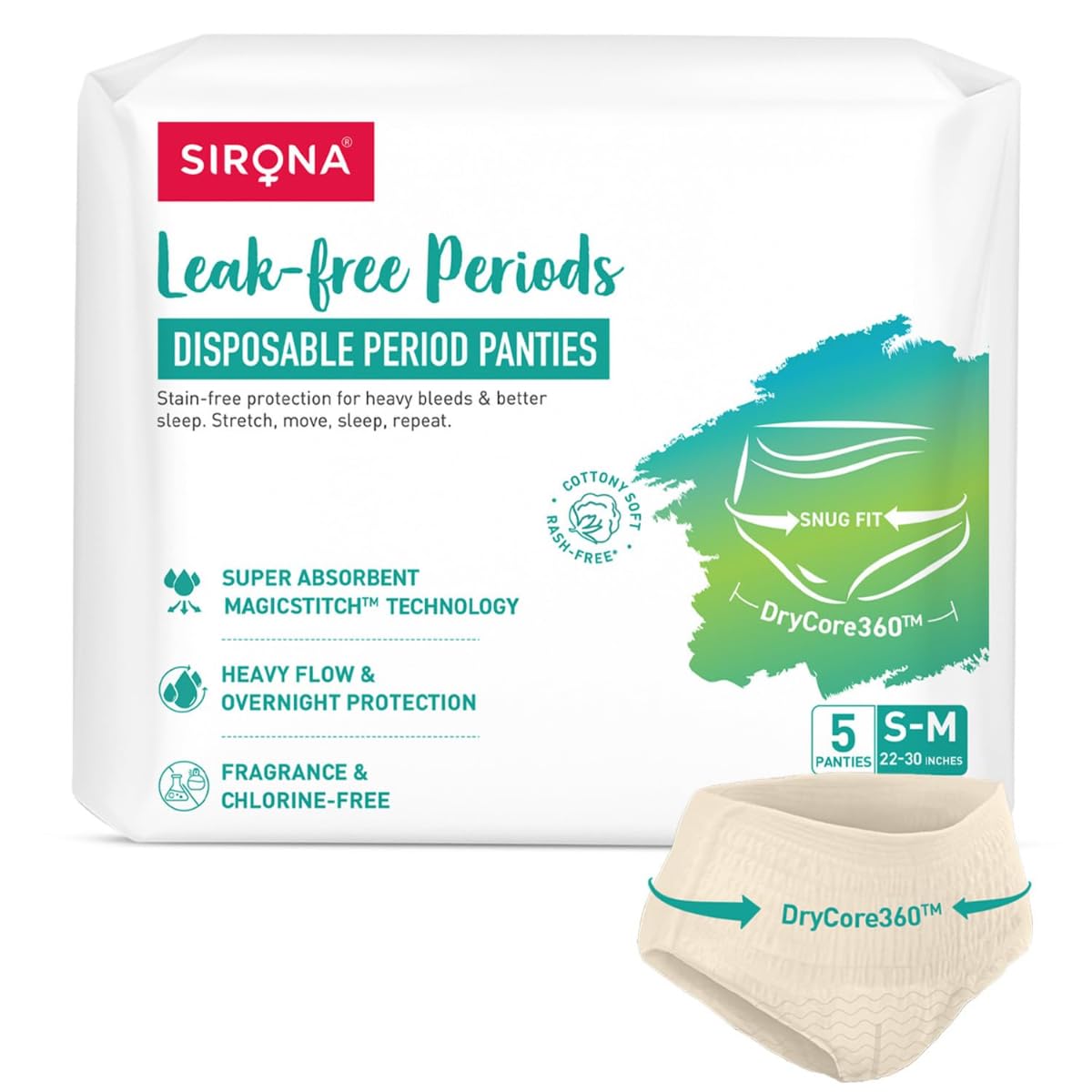 Disposable Period Panty for Girls & Women |S-M | Pack of 5 | 360° Coverage for Stress Free Periods | Leakage Protection for Heavy Flow | Rash Free | Super Absorbent with Comfortable Fit