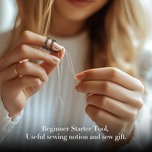 Miniatura 42 de ZESION 4 dedales de costura, dedales de metal para coser a mano, protector de dedos, accesorios de manualidades para tejer costura, herramientas