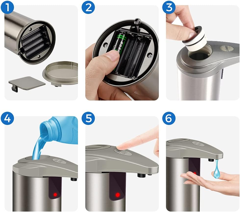 Automatic Touchless Soap Dispenser, LOUTAN Simplehuman Soap Dispenser with Adjustable Switches, Infrared Motion Sensor, Suitable for Bathroom Kitchen Restaurant