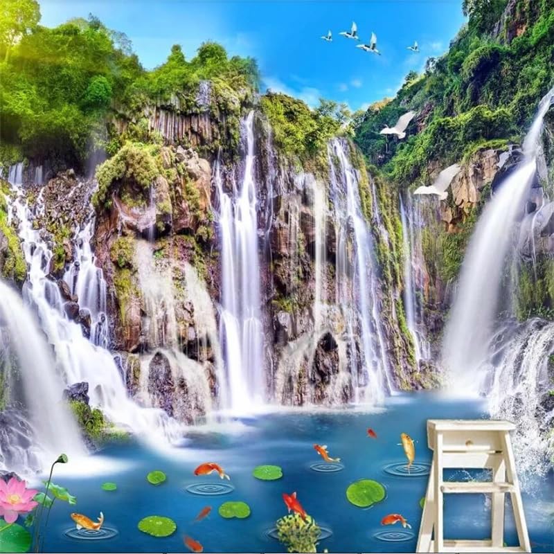 LILOKKO Custom Landscape Waterfall Mural Wooden Bridge 3d Landscape Wallpaper Living Room Bedroom Background Wall Mural