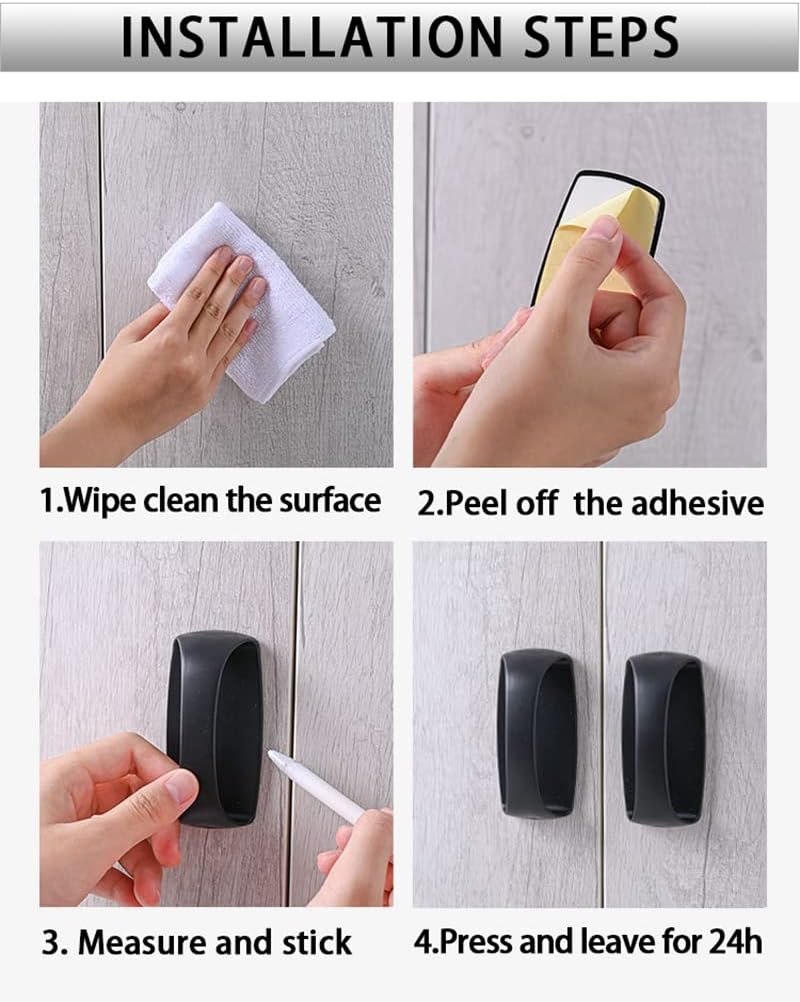 6 Pack Self-Stick Instant Cabinet Handle Pulls Drawer Pull Helper with Adhesive Sliding Door Handle Stick On Handle for Glass Windows Wardrobes Peel and Stick Knob Drill Free 6pcs/Set (White)