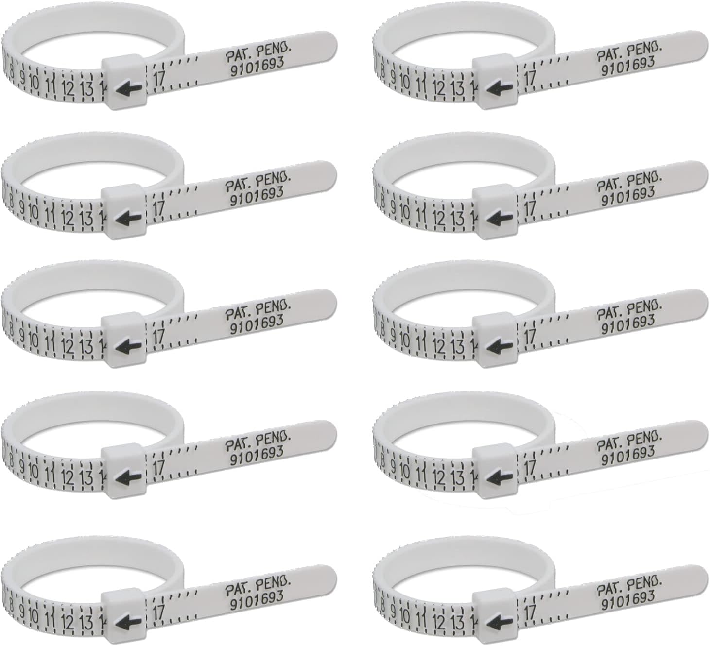 Ring Sizer Reusable Finger Sizer Gauge Measure Tool Jewelry Sizing Tools 1-17 USA Ring Size (10 Pieces)