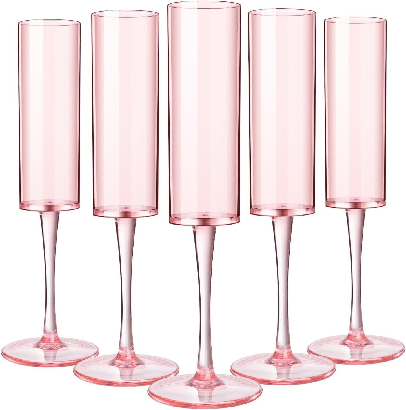 Amazon.com | DI QIU REN 12 Pcs Pink Champagne Flutes Plastic, 6 OZ ...