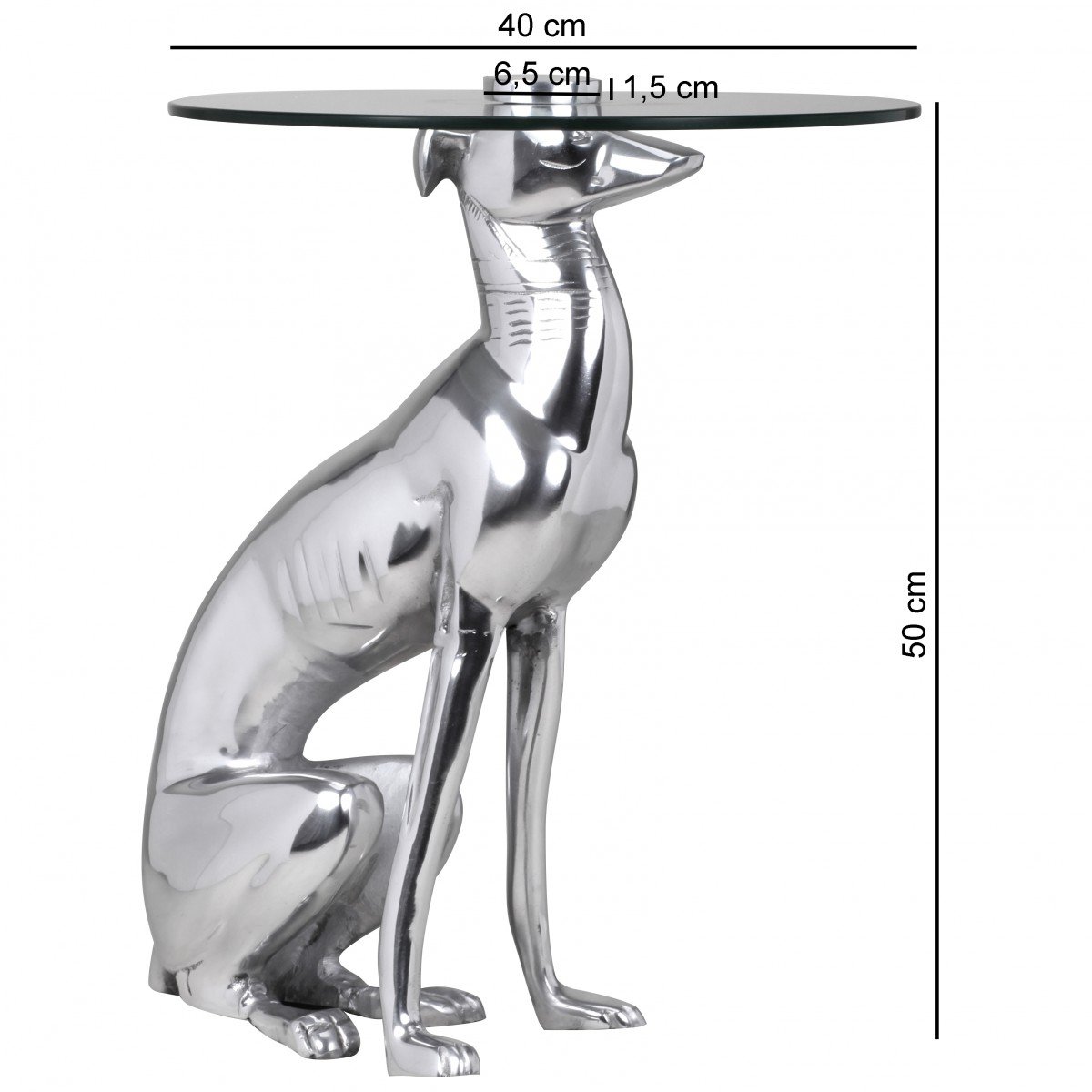 WOHNLING TableDesign Déco Argent Figure Dog Couleur Aluminium