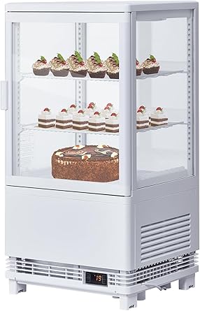 حافظة عرض ثلاجة Litake التجارية ، 2.1 Cu.FT شاشة ثلاجة ذات باب واحد معجون مع إضاءة LED داخلية ، زجاج مزدوج بطانة تجارية عرض مخبز علوي