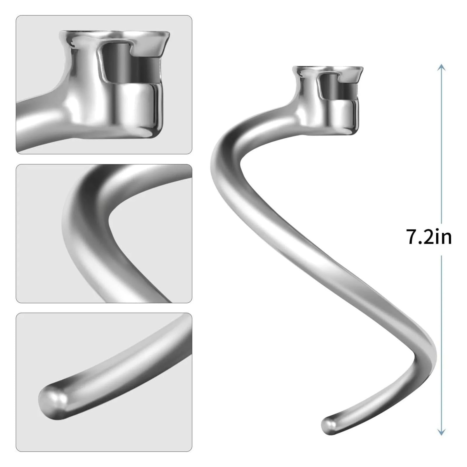 Resistente - Gancio for Impastare A Spirale In Acciaio Inossidabile, Compatibile Con KitchenAid, Ciotola Da 7 QT - Robot Da Cucina Con Supporto Sollevabile, Lavastoviglie for Impasti Di Pane E Pizza