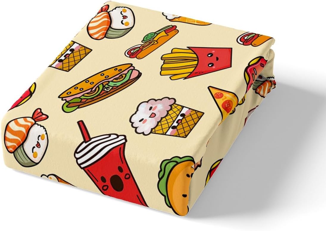 Castle Fairy Fast Food Duvet Cover for Boys,Girls Pizza Hamburger Comforter Cover Full Size,French Fries Cupcake Bedding Set Kids Teen Room Decor Bed Cover,Delicious Desserts Bedclothes with Zipper