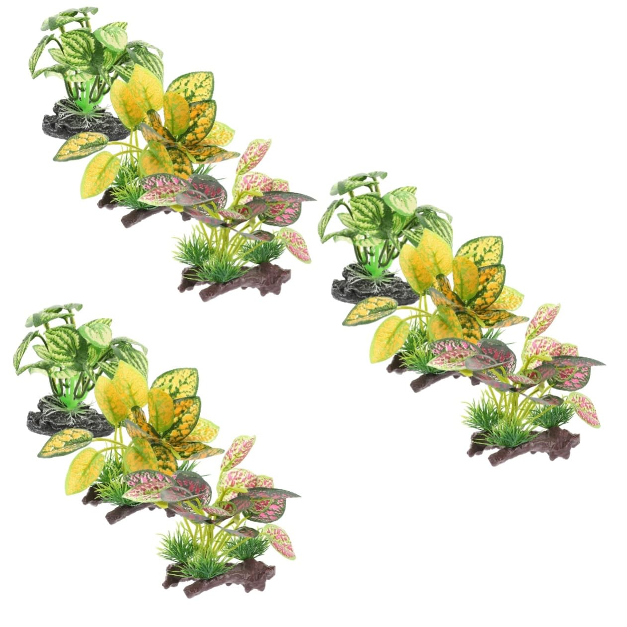 ULTECHNOVO 3 Set Ornamenti Di Piante Acquatiche Simulate Mini Piante Finte Arredamento Dell'acquario Contenitori Decorazioni Di Piante Finte Ornamento Dell'acquario 3 Pezzi * 3