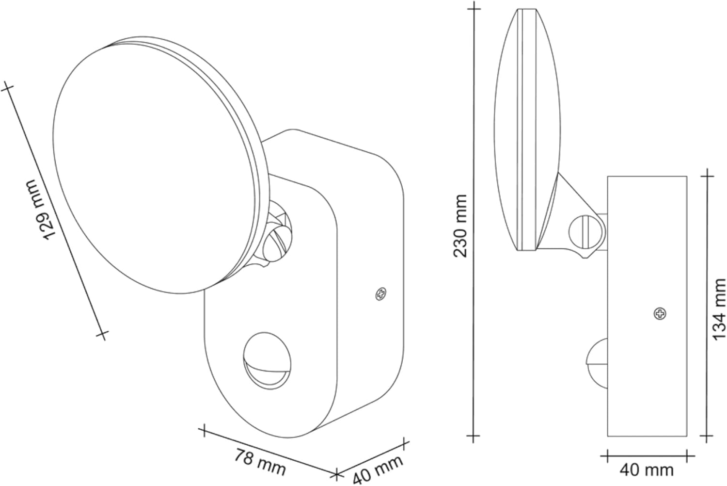 SEBSON LED Outdoor Luminaire dimensions diagram