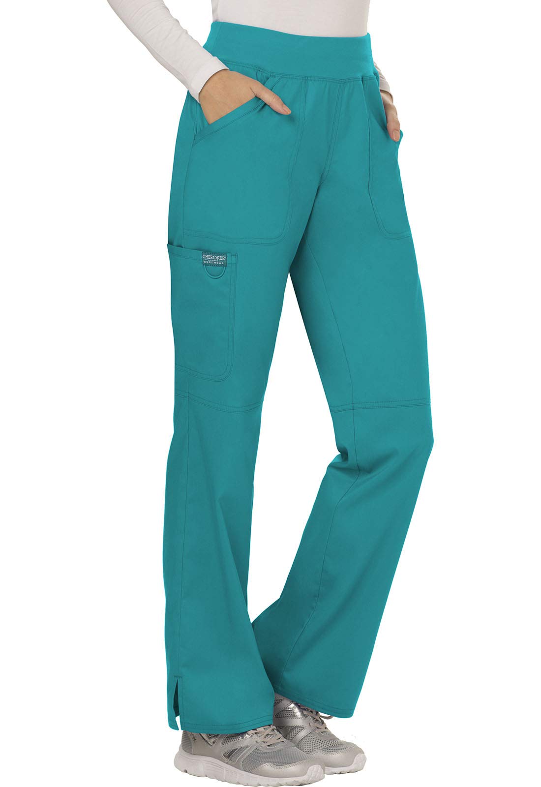 Cherokee WW110 - Conjunto de ropa quirúrgica para mujer, ajuste clásico moderno, parte superior cruzada con pantalón recto y tiro medio, WW110