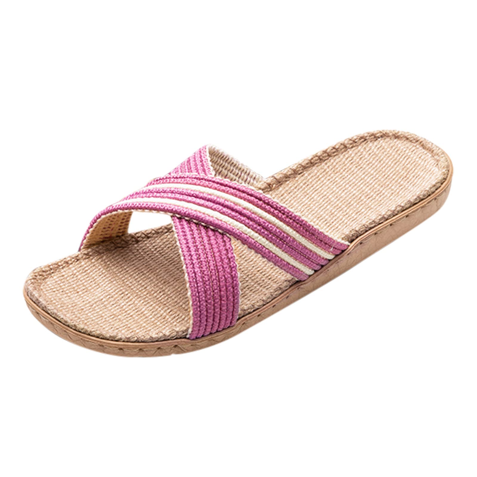Slippers for Womens Men Linen Shoes Women Summer Household Beach Slippers Sandals Floor Shoes Slides House Slippers with