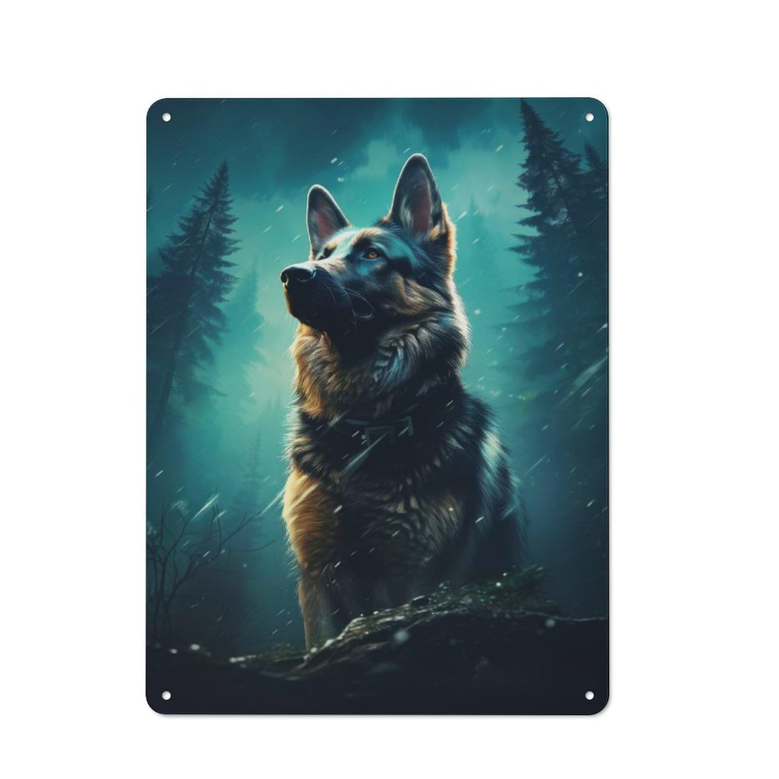 Vintage Tin Sign 40x30cm with German Shepherd Dog for Living Room Or Hallway, for Metal Sign Collectors, for Vintage Wall Decor Fans