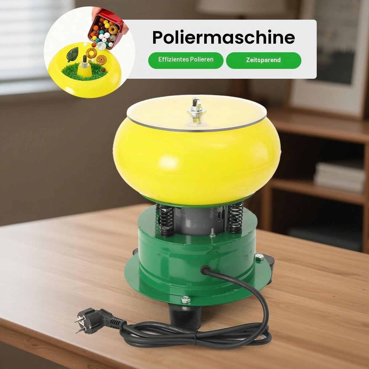 100W Schmuck Poliermaschine Vibrierende Poliertrommel Vibrationsbecher 8 Zoll, Steinpoliermaschine Polierbehälter Hülsenpolierer zum Polieren von Jade Dekorative Walnüsse Olzperlen Bernstein