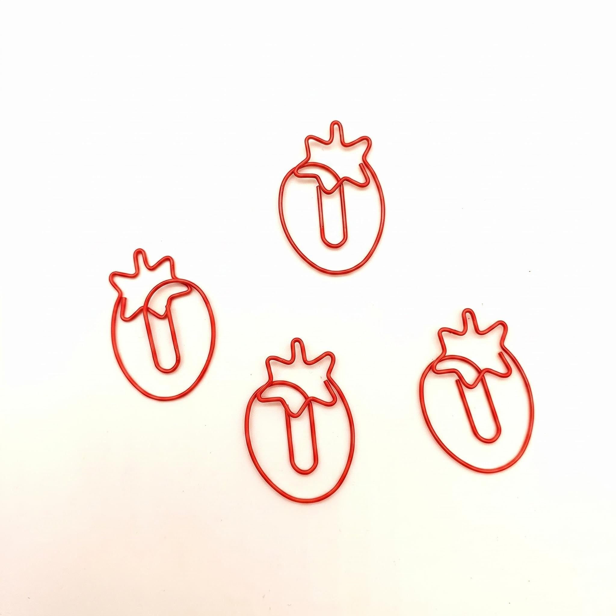 Lot de 50 trombones mignons en forme de fraise, petits trombones en métal, cadeaux de bureau pour femmes, hommes, enseignants, étudiants, collègues, école