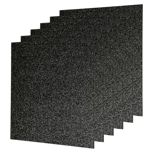 Image of MECCANIXITY 6Pcs Black Glitter Acrylic Sheets 1 /8 inch Thickness 8 inch x 8 inch Glossy PMMA Fluorescent Plastic Sheets Extruded Translucent Blanks for DIY Art Crafting Laser Cutting & Engraving